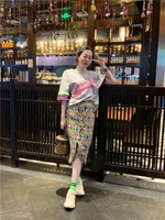 Borakoo Южная Корея Dongdaimen Xia genpin la ~ self -stay ~ стуча в модную красочную юбку с цветочными пуговицами