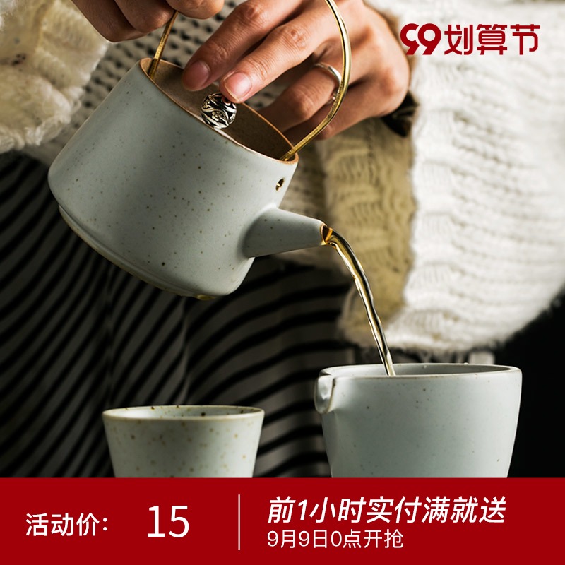 Duoyi 日本のポータブル小型ティーポット粗い陶器ティーポットプーアルティーポットティーセット水カップティートレイセット家庭用