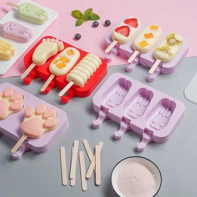 硅胶自制雪糕模具冰棒冰糕冰激凌盒冰棍模具家用制作卡通冰块模型