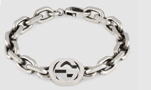 Gucci, ретро серебряный браслет, цепь для влюбленных, серебро 925 пробы