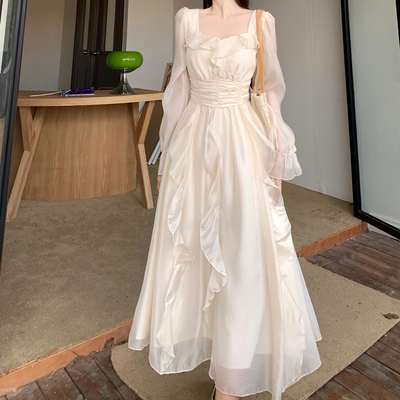 taobao agent Dress with sleeves, plus size dress, long skirt, french style, long sleeve