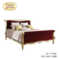 Ткань из натурального дерева, темно-бордовая мебель для двоих для спальни, французский стиль, 1.8м, золото и серебро