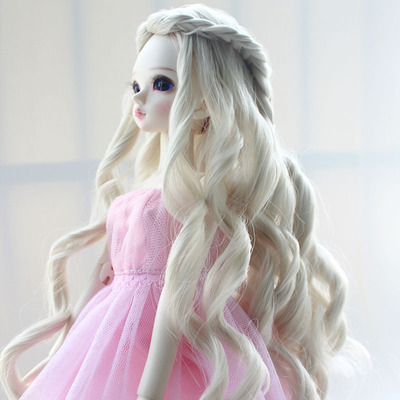 taobao agent Doll, curly wavy wig with hair parting with pigtail