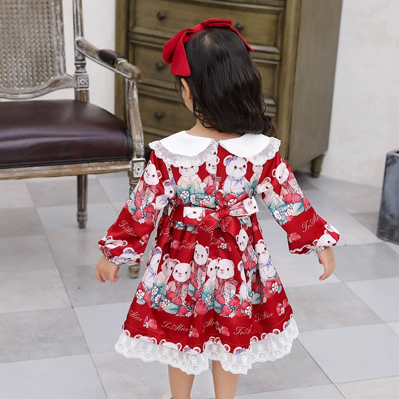 Cô gái công chúa váy mùa thu và mùa đông cộng với nhung trẻ em phong cách phương Tây Tây Ban Nha váy Giáng sinh cho bé Lolita - Váy trẻ em