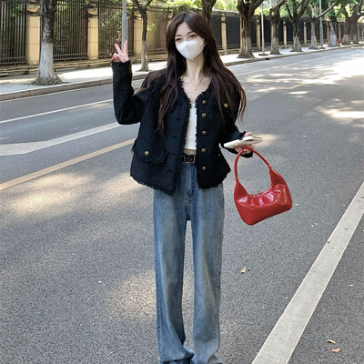 taobao agent Demi-season advanced short jacket, plus size, Chanel style, 2023 collection, high-end, fitted