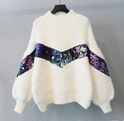 Phiên bản Hàn Quốc của áo len nữ mùa đông phong cách Anh ấm áp và thoải mái dài tay tinh nghịch thời trang áo len cổ tròn ấm áp - Áo len thể thao / dòng may