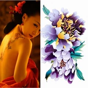Nữ Hình xăm không thấm nước Nhãn dán cơ thể Hoa mẫu đơn màu tím Hoa trở lại Hình xăm Hàn Quốc