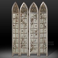 Phong cách nước mỹ Châu Âu hai mặt dán vàng và bạc lá vẽ tay hoa và chim bằng gỗ trang trí cửa sổ màn hình đồ nội thất biệt thự đồ nội thất