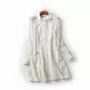 C24 mùa xuân mới đầm ren nữ phần dài Hàn Quốc tính khí dài tay áo trắng đơn ngực dưới váy 	váy nhung xếp ly eo