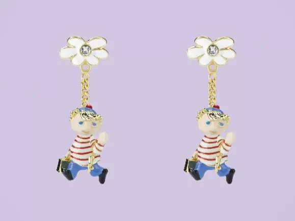MOOMIN VIVIAN buyer TOO TICKY SNUFKIN Flower Little Boy Earrings