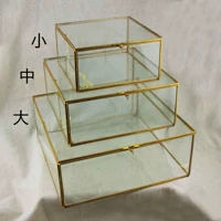 Ретро медная классическая квадратная глянцевая коробочка для хранения, антикварная коробка для хранения, европейский стиль