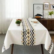Châu âu khăn trải bàn hiện đại nhỏ gọn Bắc Âu mô hình hình học cao cấp cotton linen bảng vải hình chữ nhật dày bàn cà phê vải