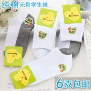 Vớ sinh viên ống trắng nam và nữ trẻ em vớ mùa hè cotton thể thao vớ cotton thoáng khí vớ ngắn thuyền mỏng - Vớ