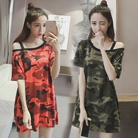 Mùa hè ngụy trang ladies nightdress modal phần mỏng Hàn Quốc ngắn tay đồ ngủ giản dị mặc lỏng dịch vụ nhà đồ lót đẹp