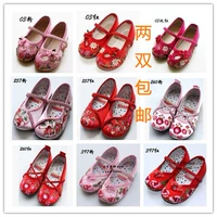 Старая пекинская ткань обувь детская вышитая цветочные туфли девочка Ханбок танце