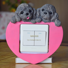 Декор для выключателя 贵宾犬树脂欧式开关贴开关套开关罩插座贴小狗汪汪开关贴家居礼品