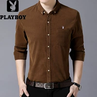 Playboy nam kinh doanh 30 tuổi 35 mặc 40 tuổi tay áo dài 45 áo sơ mi vải nhung có tên là cedar 50 quần áo sơ mi nam công sở