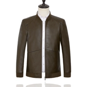 Ordos City Men Leather Leather Hained Leather Jacket Áo khoác bóng chày Slim Casual Hàn Quốc - Quần áo lông thú