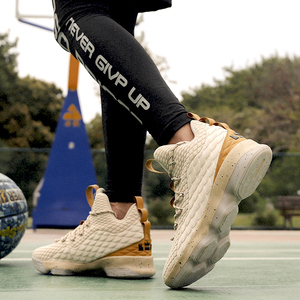Giày bóng rổ James thế hệ thứ vàng champagne vàng lính 11 mặc sinh viên không trượt giày nam giới và phụ nữ giày thể thao giày thể thao cao cổ