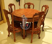 Bàn tròn gỗ gụ 1,2 m Gỗ hồng mộc Châu Phi Bàn ăn tròn châu Âu Bàn ghế kết hợp Bàn tròn gỗ gụ Dongyang - Bộ đồ nội thất