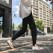 Quần âu nữ 2018 thu đông mới màu đen Hàn Quốc có cạp cao là quần harem mỏng BF quần gió quần quần