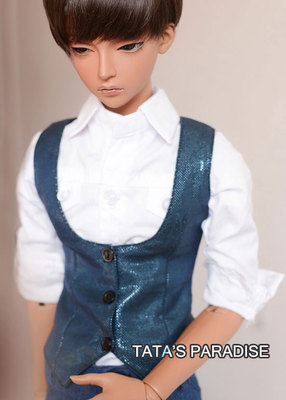 taobao agent 3 points 17 Male uncle BJD baby clothes [Dark ink blue dark U collar vest] with a vest for western clothes shirt