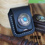 Chính hãng Pi Xiutang Zippo bật lửa đặt Zhibao lớp da đầu máy kho báu Da ngọc lam làm bằng tay da - Bật lửa