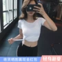 Mùa hè ren sexy rốn thể thao t-shirt nữ tight-fitting wicking thở căng tập thể dục ngắn tay yoga áo triều áo thun adidas nam cổ tròn