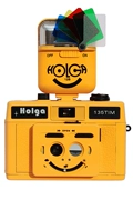 LOMO máy ảnh HOLGA135TIM hồng nửa lưới lưới đôi máy 135 phim camera 15 S bốn màu nhấp nháy đèn