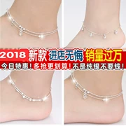 Vòng chân bằng bạc 925 sterling tốt thời trang của phụ nữ Nhật Bản và Hàn Quốc cá tính đơn giản ngọt ngào bốn lá cỏ ba lá chuông trang sức bạc