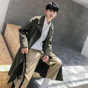 2018 mùa xuân mới thời trang phiên bản dài trên đầu gối áo khoác nam xu hướng Hàn Quốc phiên bản của mỏng mỏng phần áo khoác màu rắn