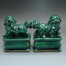 Фигурка Династии Цин зеленый застекленный двойной