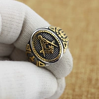 Мужское кольцо из нержавеющей стали с гравюрой, европейский стиль, золото 750 пробы