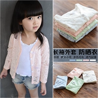 Cô gái mùa hè mỏng dài tay áo khoác 2-3-4-5-6-7 tuổi cô gái Hàn Quốc phiên bản của bông ren kem chống nắng quần áo triều áo khoác lông cho bé gái