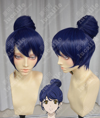 taobao agent Lujia Samurai Flamingo Dark Basket Purple Buns Head Morita Cos wigs