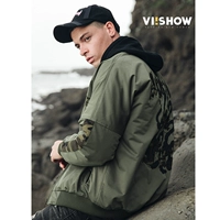 VIISHOW2017 mùa thu và mùa đông áo mới Hàn Quốc phiên bản của người đàn ông của bông phù hợp với vài trẻ thí điểm áo khoác bóng chày áo khoác hoodie