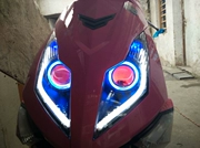 Xe máy điện xe điện Q5 độ sáng cao xenon đèn đôi ống kính thiên thần mắt quỷ lắp ráp đèn pha - Đèn HID xe máy