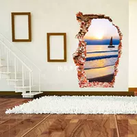 The Little Boat on the Sea in the Setting Sun Wall Decal Sti