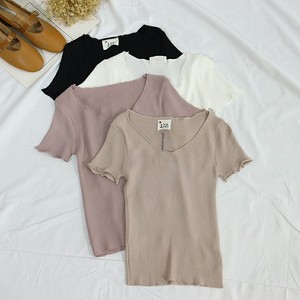 II3-3 Ba mảnh mùa hè ăn mặc mới V-Cổ áo sơ mi ngắn tay của phụ nữ slim slimming áo len hoang dã 39659