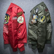 Bông quần áo nam Harajuku mùa đông máy bay ném bom áo khoác bông thêu huy hiệu Bf gió vài áo khoác ulzzng đồng phục bóng chày