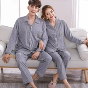 Bộ đồ ngủ dài tay mùa hè và mùa thu set đồ cotton cho bố và mẹ đôi nam nữ có thể mặc đồ trung niên