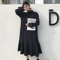 2018 phụ nữ mới mùa xuân phiên bản Hàn Quốc của áo sơ mi dài tay lỏng lẻo dài tay áo dài giản dị váy dài mùa đông