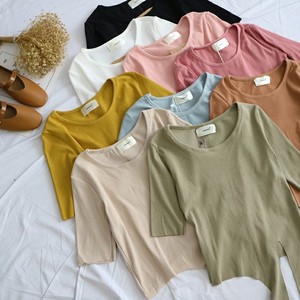K7-3 ba mảnh mùa hè ăn mặc mới vòng cổ ngắn tay trước hem dây đeo mỏng là áo len mỏng 42225
