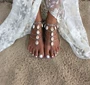 Trang sức mới của châu Âu và Mỹ thời trang vỏ sò tua rua nhiều lớp ngón tay bãi biển nữ lắc chân vàng 18k