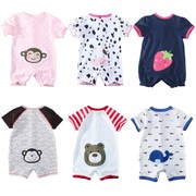 Khuyến mãi mùa hè ngắn tay nam giới và phụ nữ bé cotton boxer quần áo trẻ em Xiêm quần áo romper quần áo trẻ em