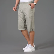 Mùa hè quần âu nam thường niên trung niên cotton lỏng quần nhiều túi cắt quần cỡ lớn đàn hồi eo quần giản dị