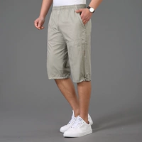 Mùa hè quần âu nam thường niên trung niên cotton lỏng quần nhiều túi cắt quần cỡ lớn đàn hồi eo quần giản dị đồ nam