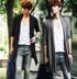 Hàn quốc phiên bản của mùa xuân và mùa hè không chính thống thanh niên màu đen phần dài mỏng cardigan của nam giới cloak loose coat quần áo Cardigan