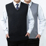 Áo vest nam mùa xuân và áo len mùa thu nam phiên bản Hàn Quốc V-cổ Slim không tay vest nam len len vest 2018