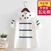 Anime xung quanh ngắn tay t-shirt mèo sân sau Nhật Bản mềm chị dễ thương hai nhân dân tệ quần áo mùa hè nữ phim hoạt hình sinh viên